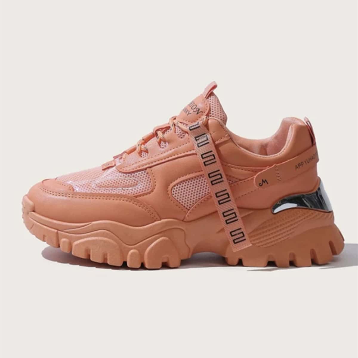 

Lace-up Mesh Chunky Sneakers, Orange