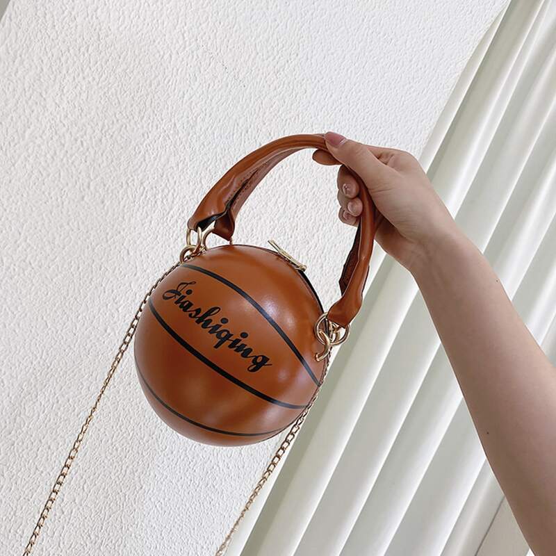 

Basketball Chain Satchel Bag, Brown