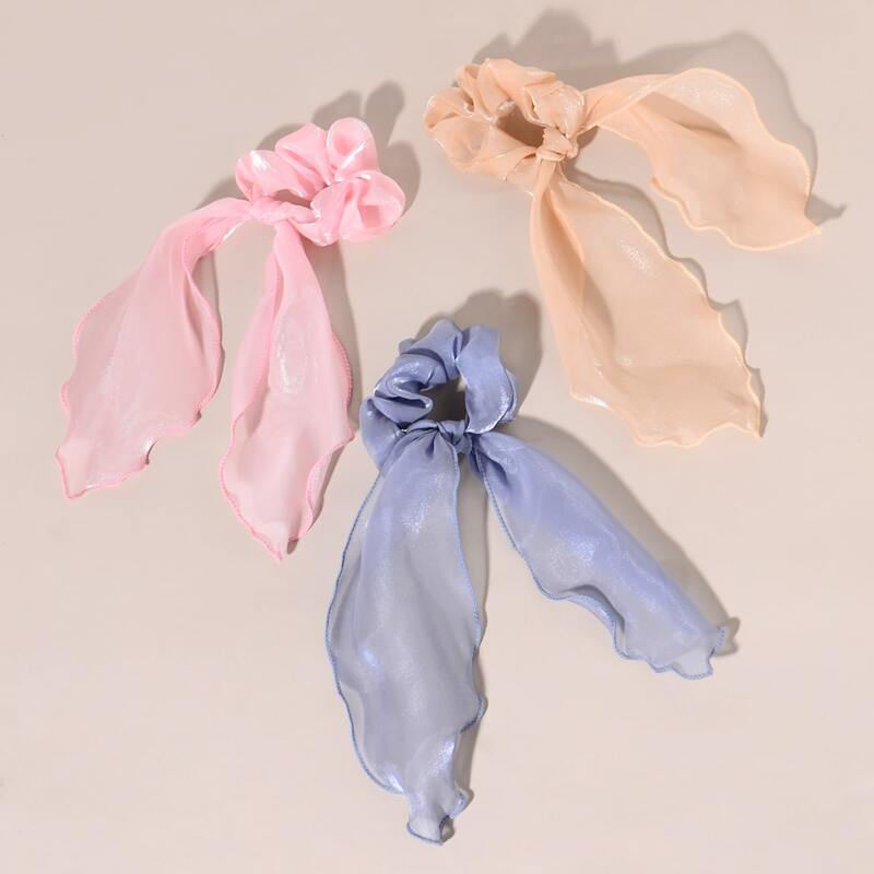 

3pcs Mesh Scrunchie Scarf, Multicolor