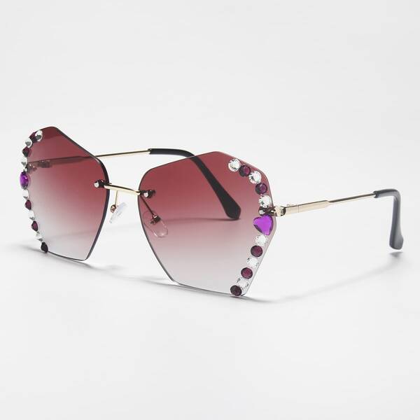 

Rhinestone Decor Rimless Sunglasses