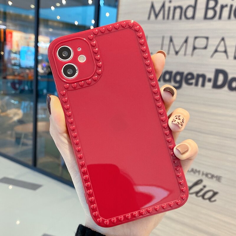 

Heart Decor Phone Case, Red