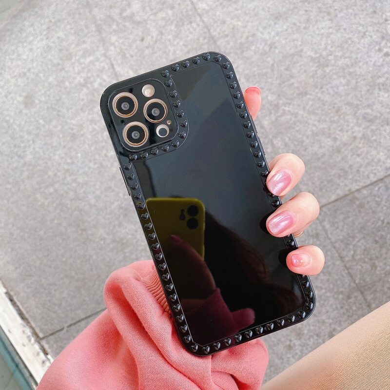 

Heart Decor Phone Case, Black