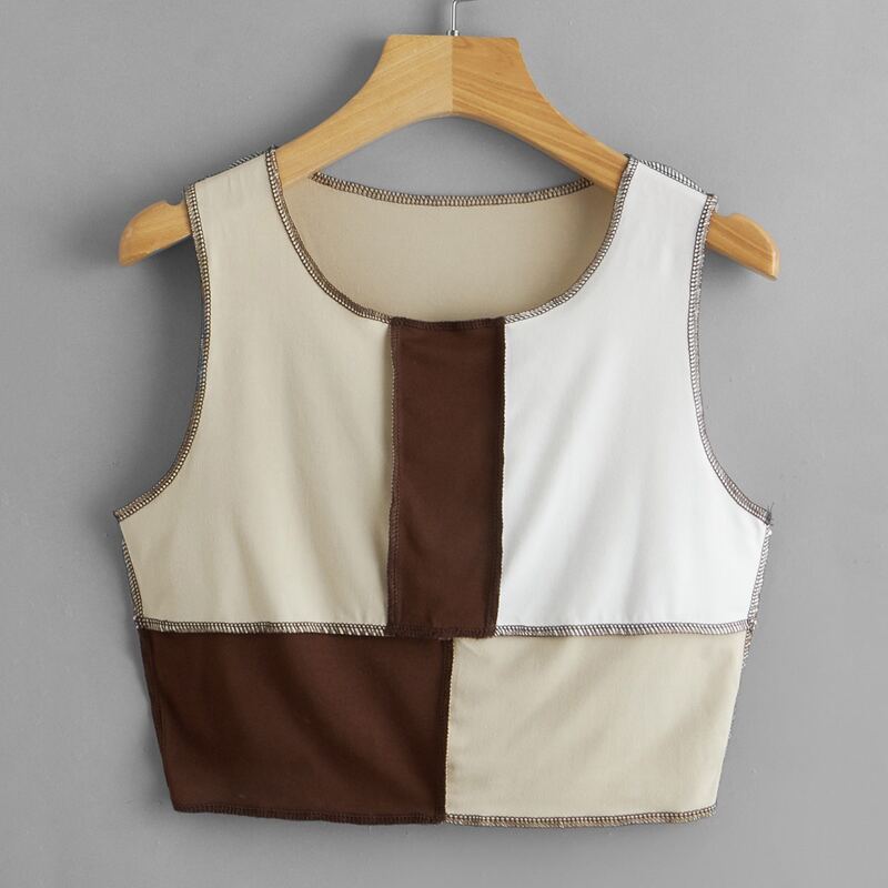 

Contrast Stitching Colorblock Tank Top, Multicolor