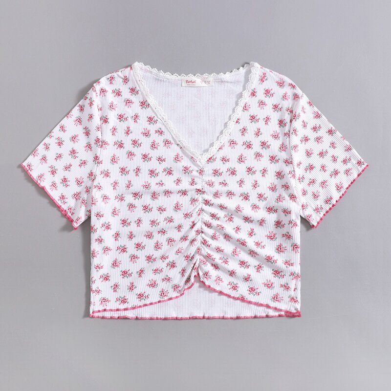 

Ditsy Floral Ruched Crop Tee, Multicolor