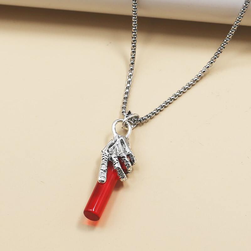 

Guys Hand Charm Necklace, Red