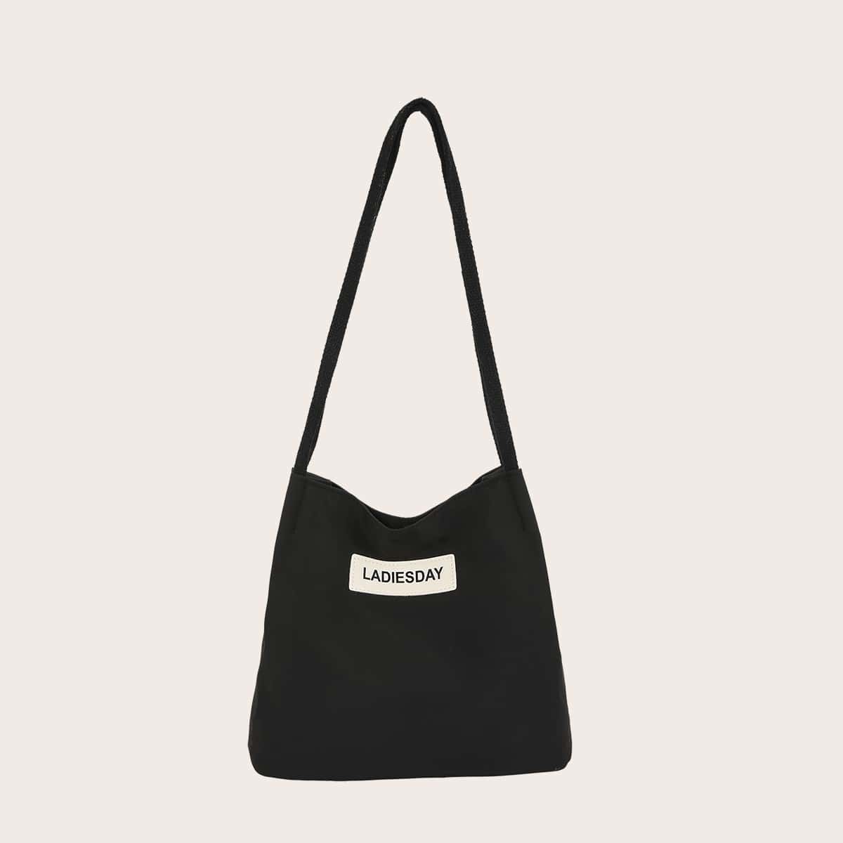 

Letter Graphic Bucket Bag, Black