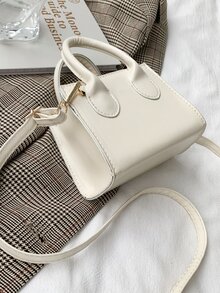 Minimalist Double Handle Satchel Bag - White - View 2
