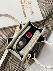 Minimalist Double Handle Satchel Bag - White - View 4