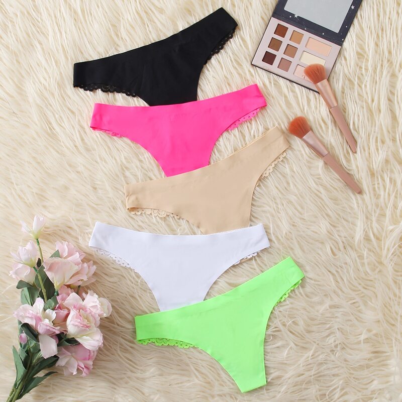 

5pack Contrast Lace Thong Set, Multicolor
