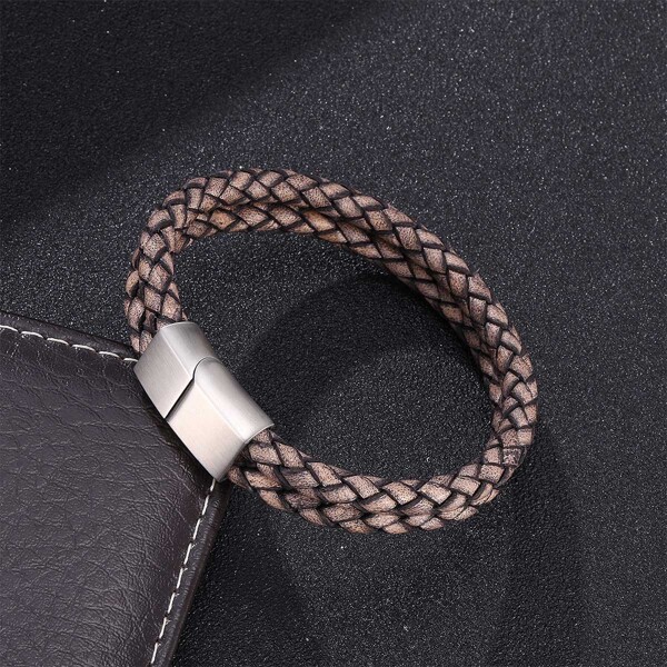 

Men Braided Design Bracelet, Grey