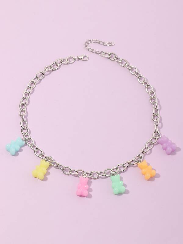 1pc Cartoon Bear Pendant Necklace For Girls