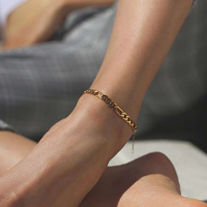 

1pc Simple Chain Anklet, Gold