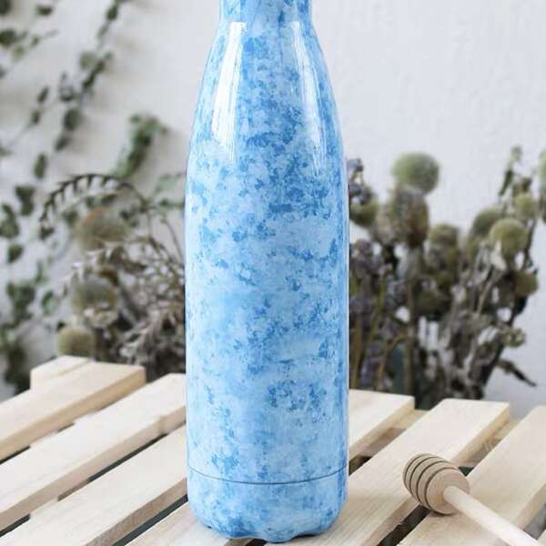

1pc Marble Pattern Vacuum Cup, Baby blue