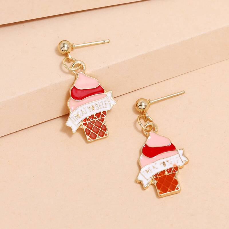 

1pair Ice Cream Design Drop Earrings, Multicolor