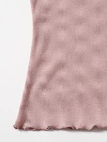 SHEIN EZwear 紐扣生菜邊背心上衣 - 藕粉色 - 查看 3
