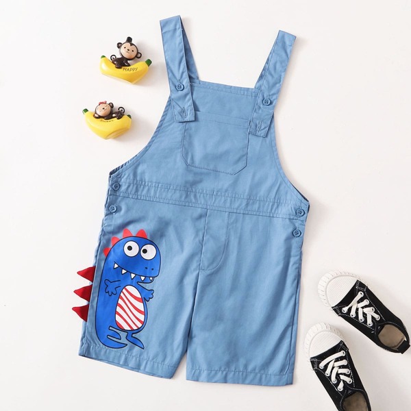 

Toddler Boys Cartoon Graphic Overall Romper, Dusty blue