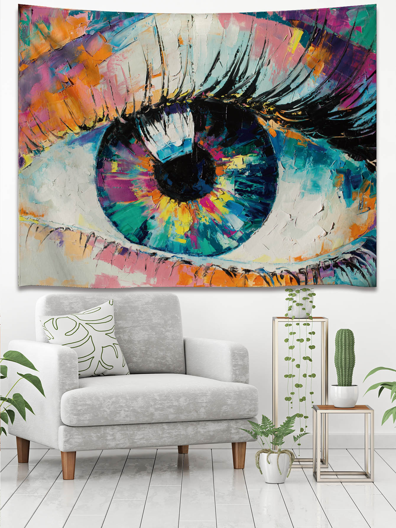 眼睛圖案掛毯 - 彩色 - 查看 1