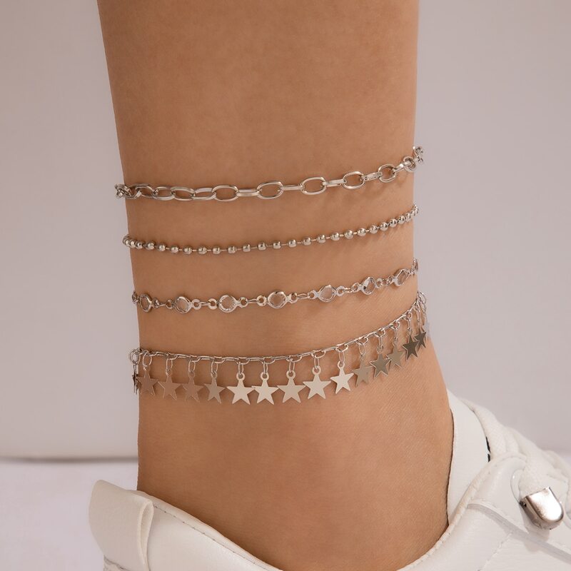 

2pcs Star Chain Anklet, Silver