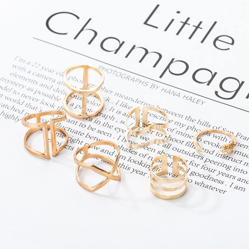 

6pcs Hollow Out Ring, Gold
