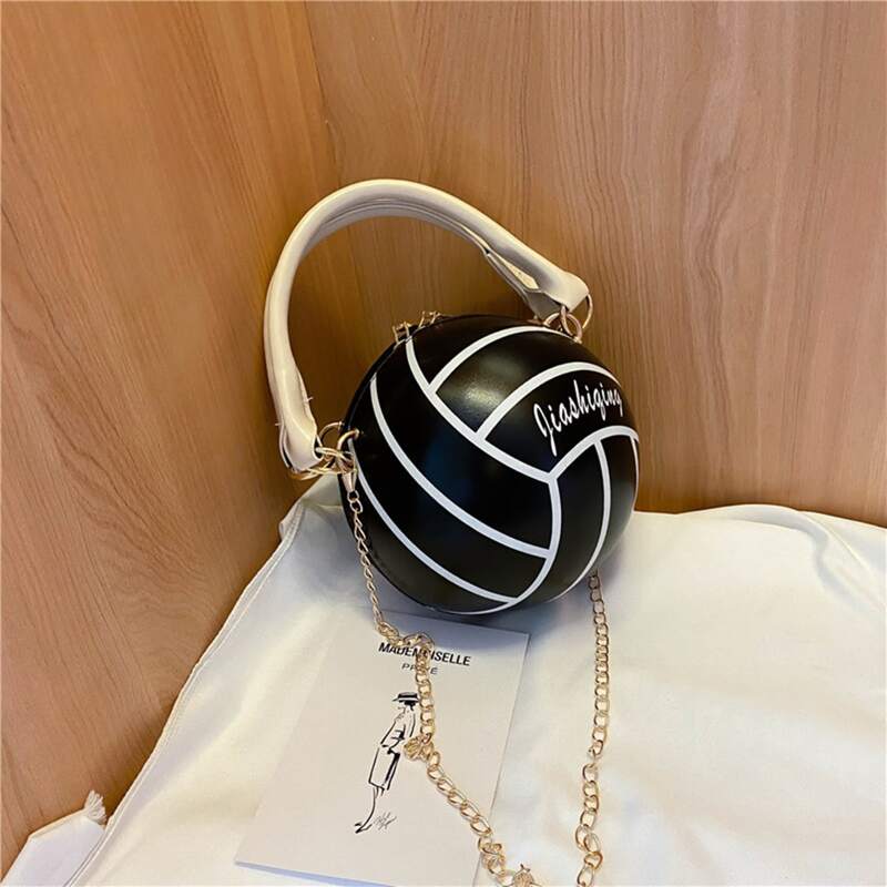 

Ball Shaped Chain Satchel Bag, Black