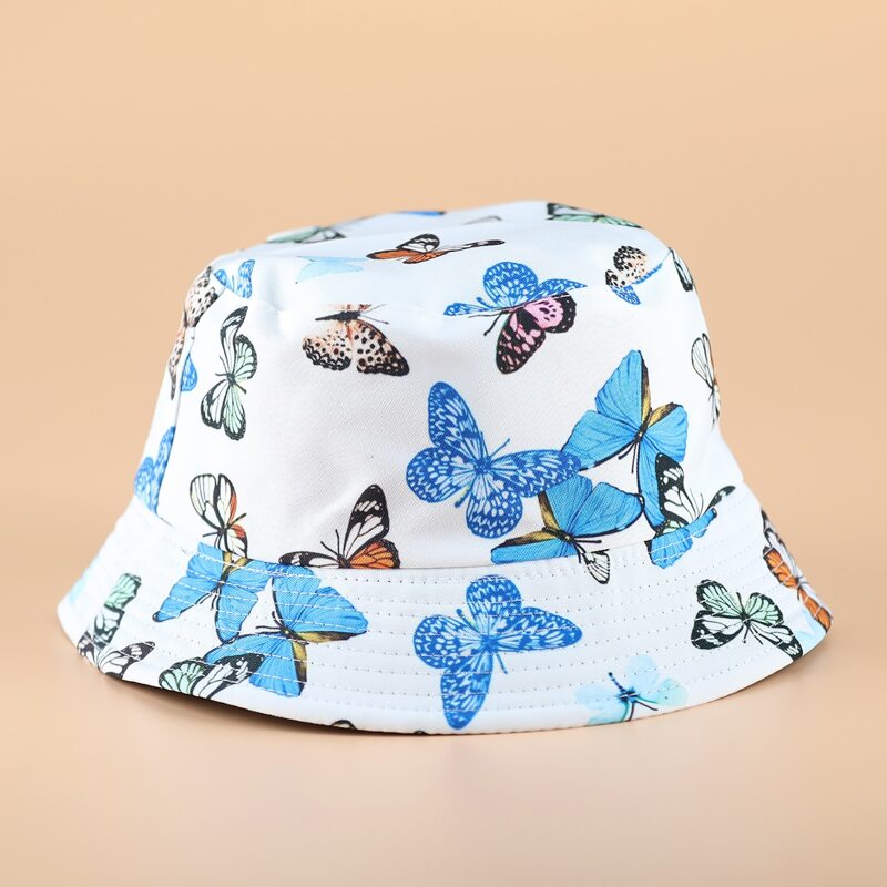 

Butterfly Reversible Bucket Hat, White