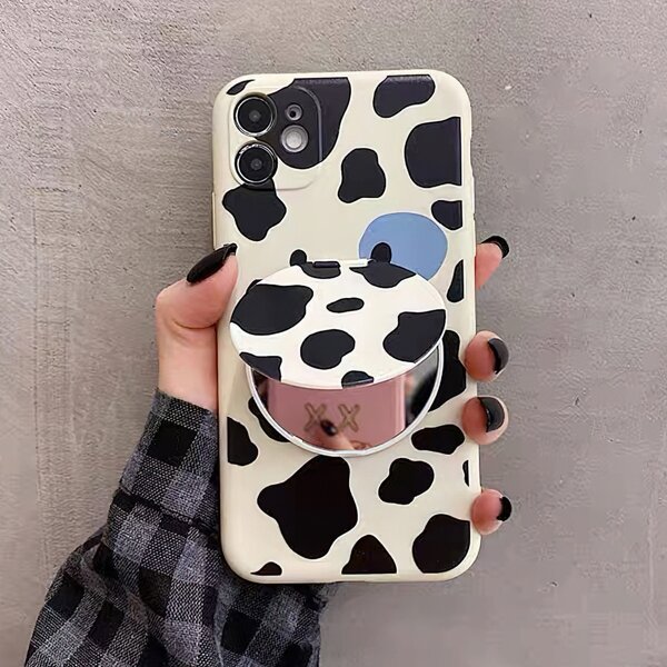 

Cow Pattern Phone Case With Mirror, Multicolor