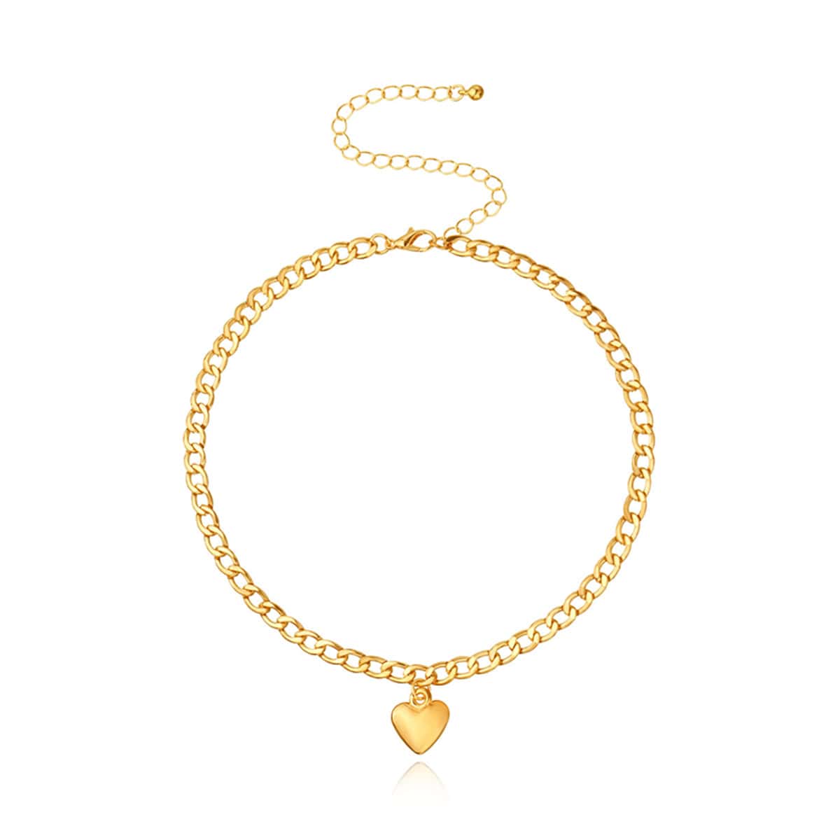 

1pc Heart Charm Chain Necklace, Gold