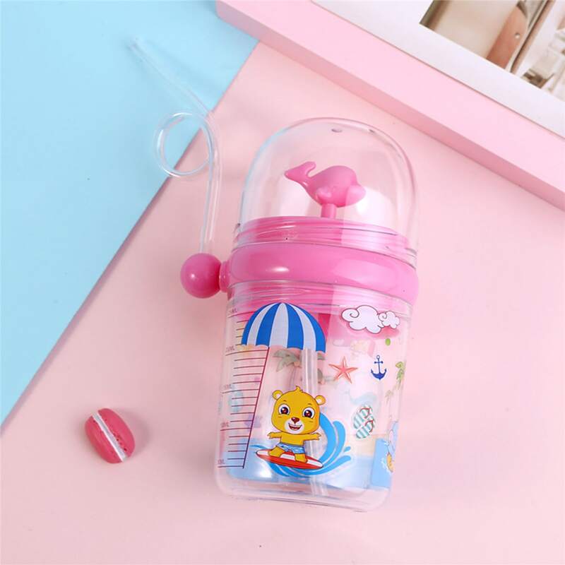 

1pc Cartoon Graphic Straw Cup, Pink