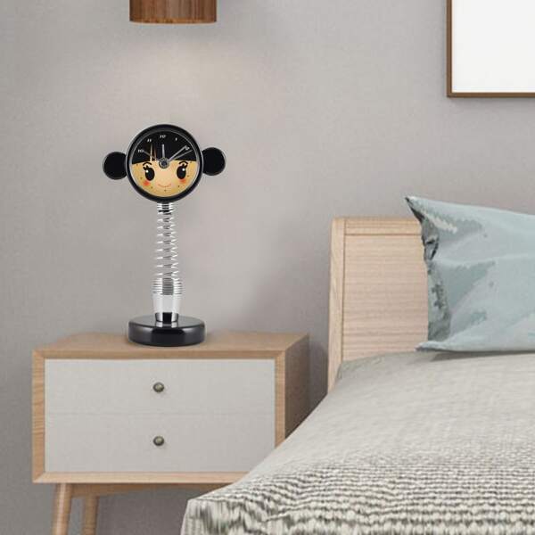 

1pc Cartoon Graphic Random Spring Alarm Clock, Black