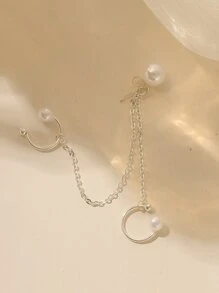 1pc Faux Pearl Decor Earring - Silver - View 2