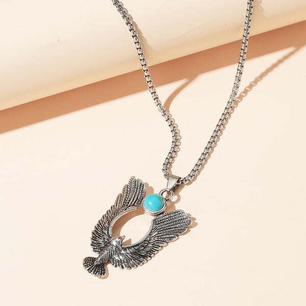 

Men Eagle Charm Necklace, Silver