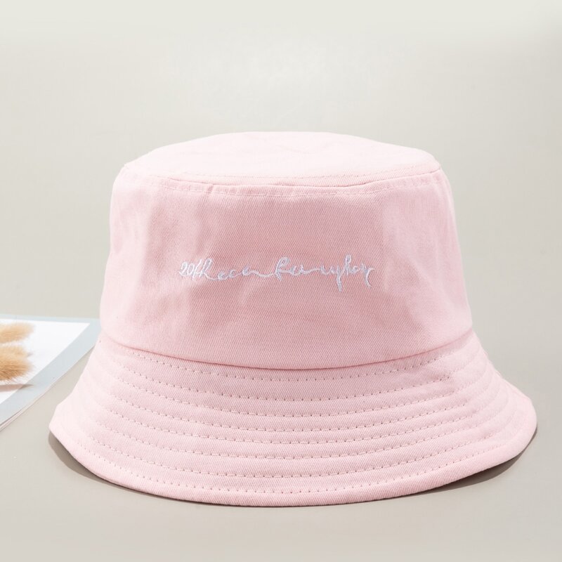 

Letter Embroidery Bucket Hat, Pink