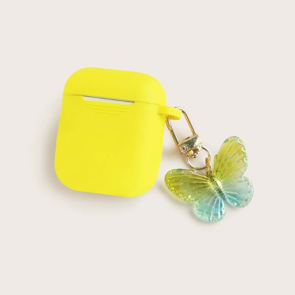 

Неоновый желтый чехол для Airpods с бабочкой, Жёлтые