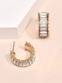 Hoa tai đinh tán trang trí rhinestone - trắng - Xem 1