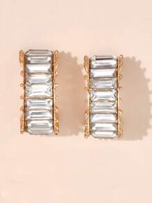 Hoa tai đinh tán trang trí rhinestone - trắng - Xem 2