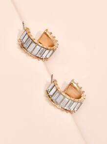 Hoa tai đinh tán trang trí rhinestone - trắng - Xem 3