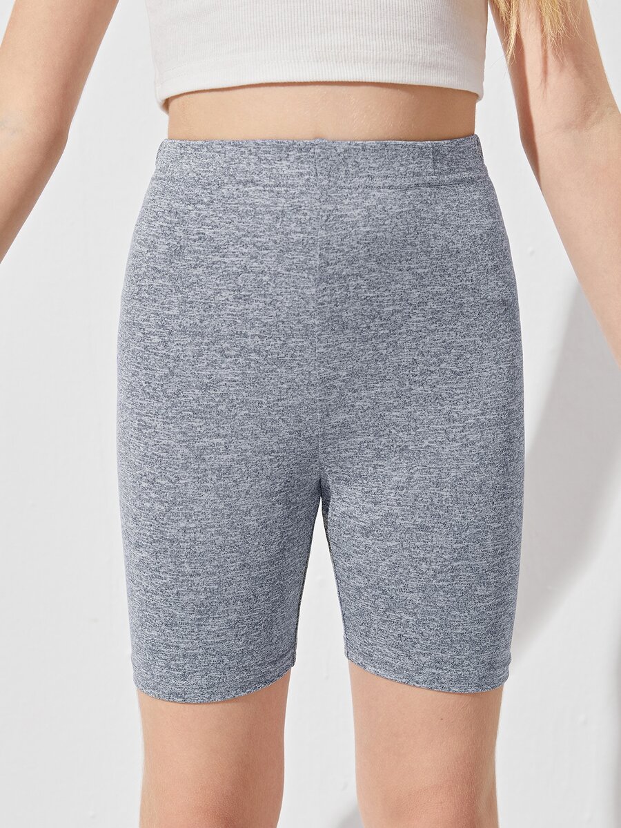 SHEIN Girls Solid Biker Shorts - Grey - View 1