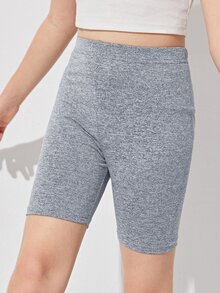 SHEIN Girls Solid Biker Shorts - Grey - View 4