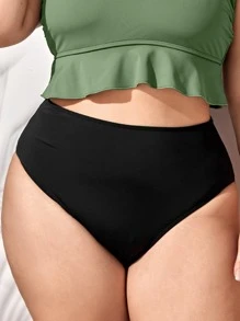 SHEIN Swim Curve Summer Beach Plus High Waisted Bikini Panty - Black - View 1