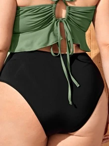 SHEIN Swim Curve Summer Beach Plus High Waisted Bikini Panty - Black - View 2