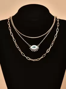 3pcs Rhinestone Detail Necklace - Yellow Gold - View 1