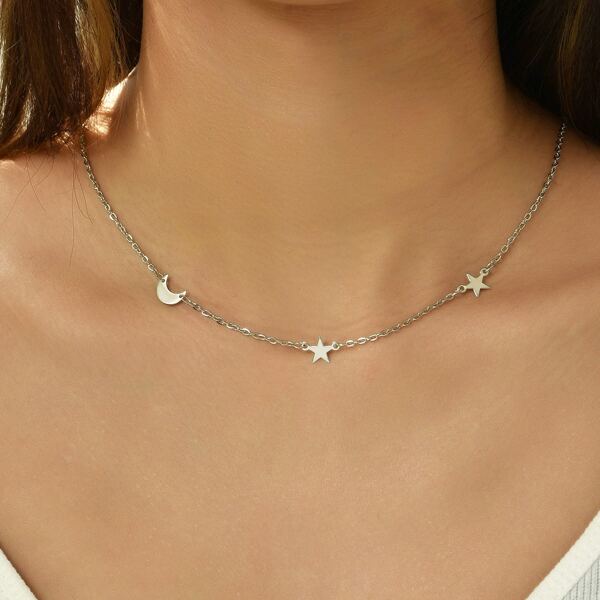 

Star Decor Necklace, Silver