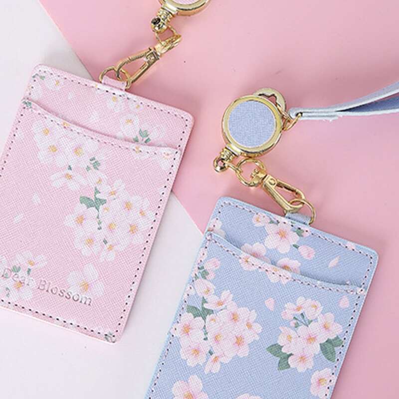 

1pc Flower Print Lanyard Card Cover, Multicolor