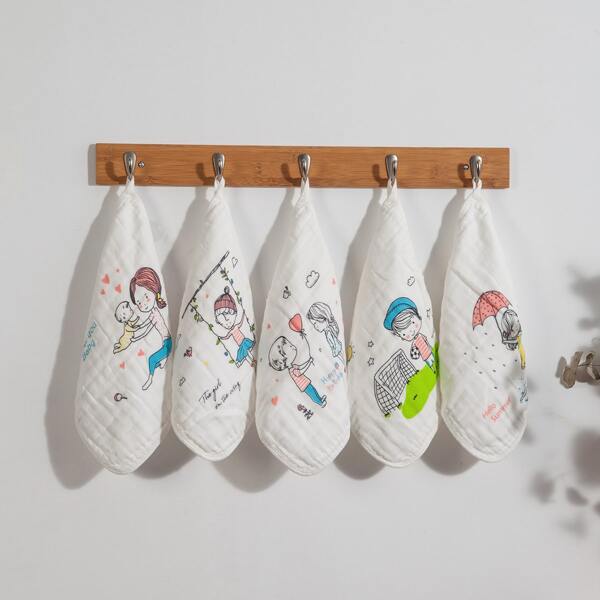 

5pcs Girls Cartoon Graphic Towel, White