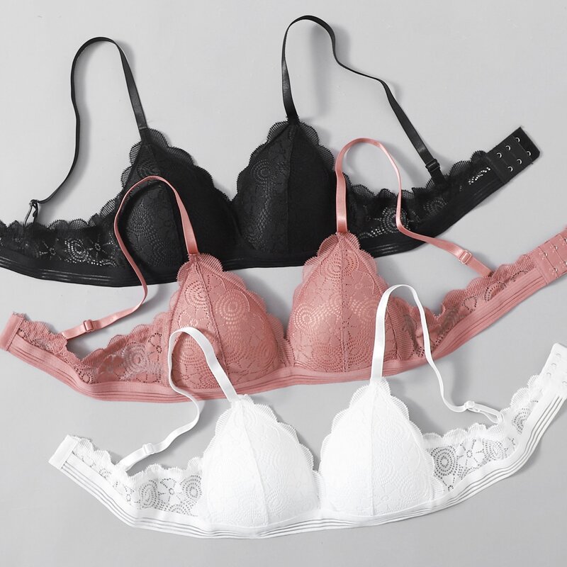 

3pack Floral Lace Wireless Bra, Multicolor