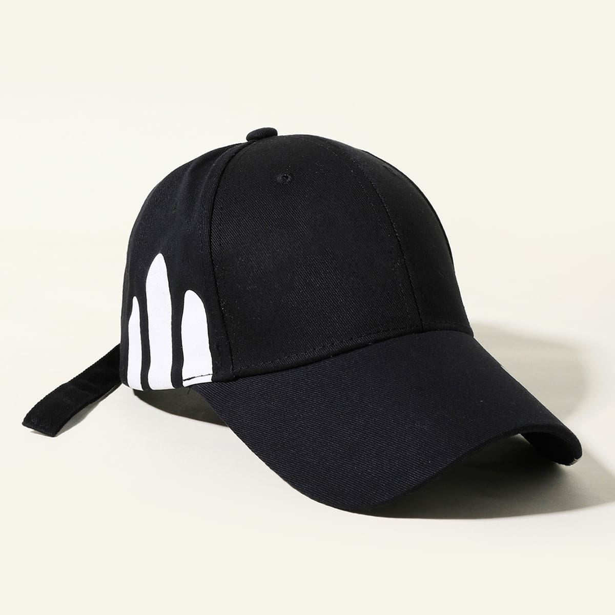 

Striped Baseball Cap, Black