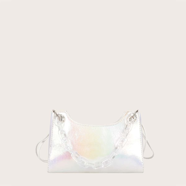 

Girls Clear Chain Handle Shoulder Bag, White