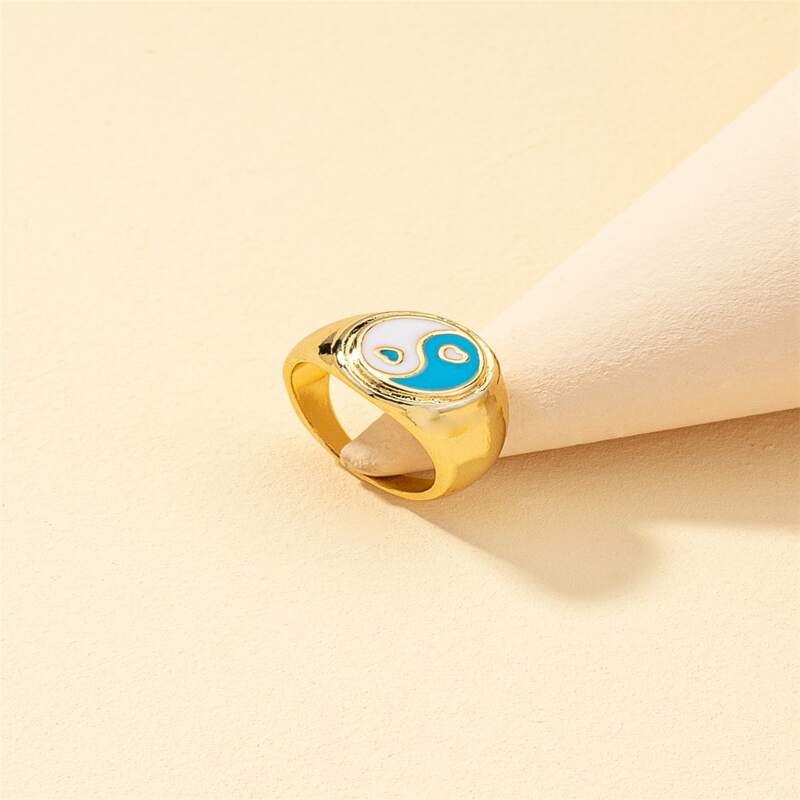 

1pc Yin & Yang Design Ring, Gold