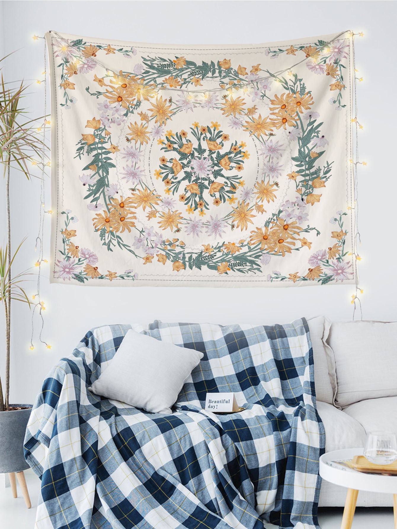 Wreath Print Tapestry SHEIN USA