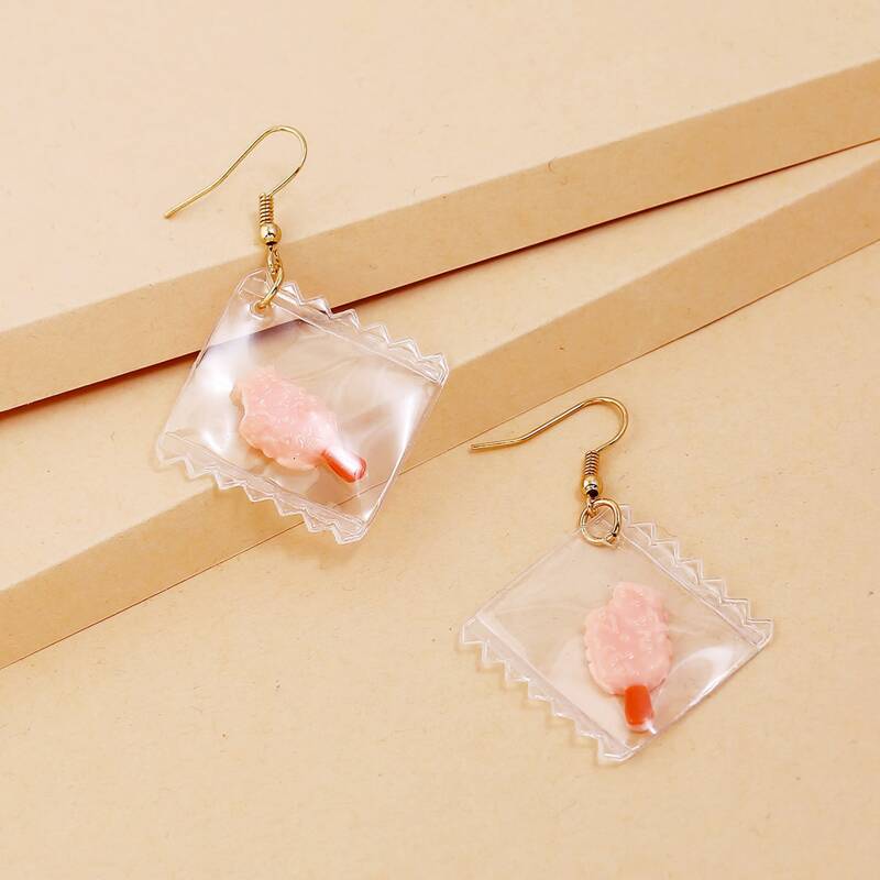 

1pair Candy Design Drop Earrings, Pink